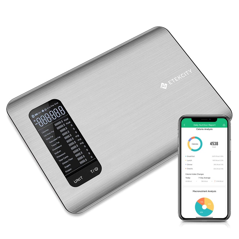 Etekcity Smart Food Nutrition Scale, Digital Grams and Ounces for Weight Loss, Baking, Cooking, Keto and Meal Prep, 11 Pounds-Large, 304 Stainless Steel Smart Large 304 Stainless Steel