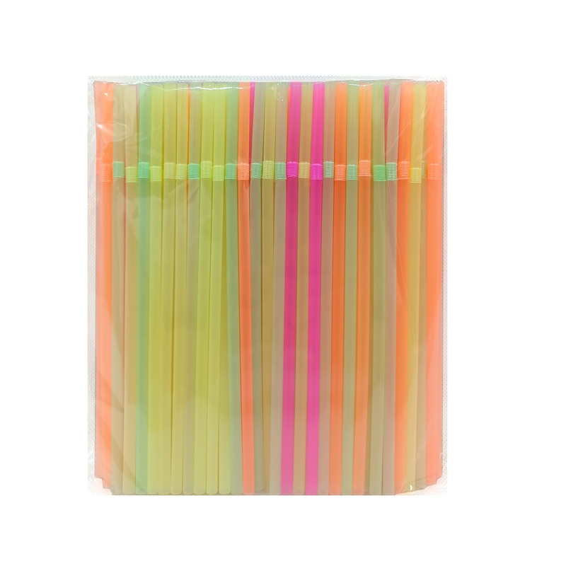 FOREVERIE 100 PCS Regular Plastic Flexible Bendy Straws Disposable for Drinking 0.24 Inch/6mm Diameter 8.27 Inches/21cm Length Soft Semi Clear Multi Light Colors Mix