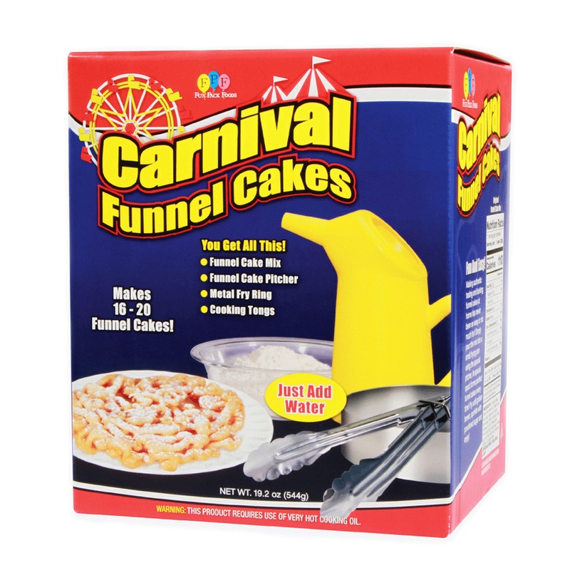 Fun Pack Foods – Carnival Funnel Cakes Deluxe Kit – Includes (2) Original Funnel Cake Mixes, Pitcher, Fry Ring & Cooking Tongs