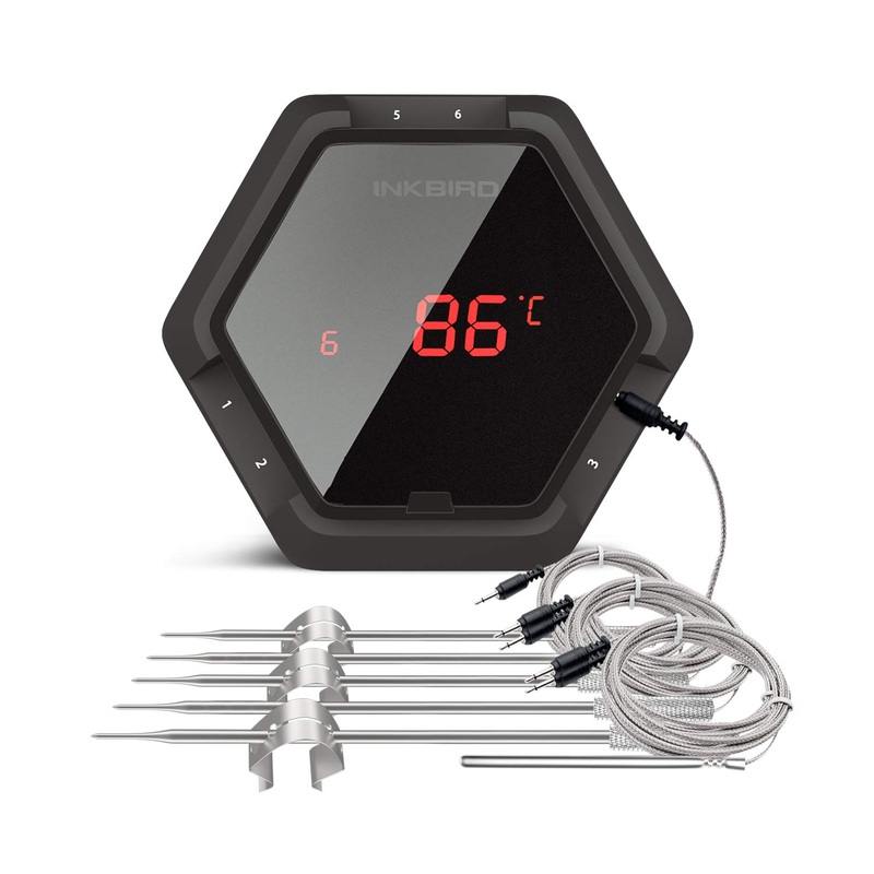 Inkbird bluetooth thermometer grill with 6 sensor magnetic for kitchen food Smoker bbq cook thermometer iPhone android smartphone (IBT-6X black)