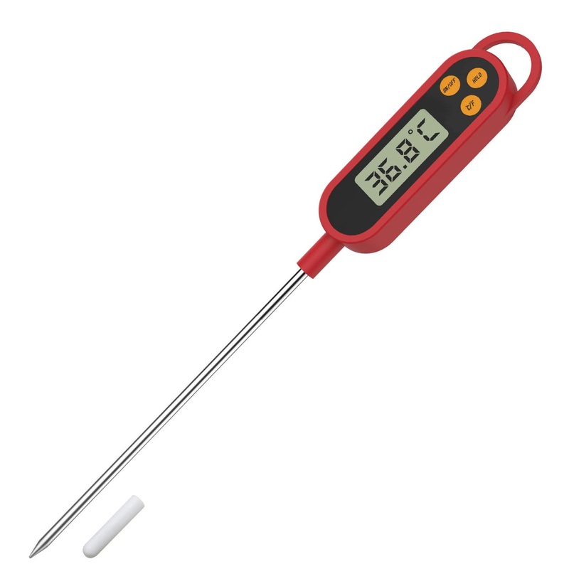 Kitchen thermometer cooking thermometer cake bottles thermometer kitchen cooking water milk baby household thermometer LCD digital meat thermometer with long probe red