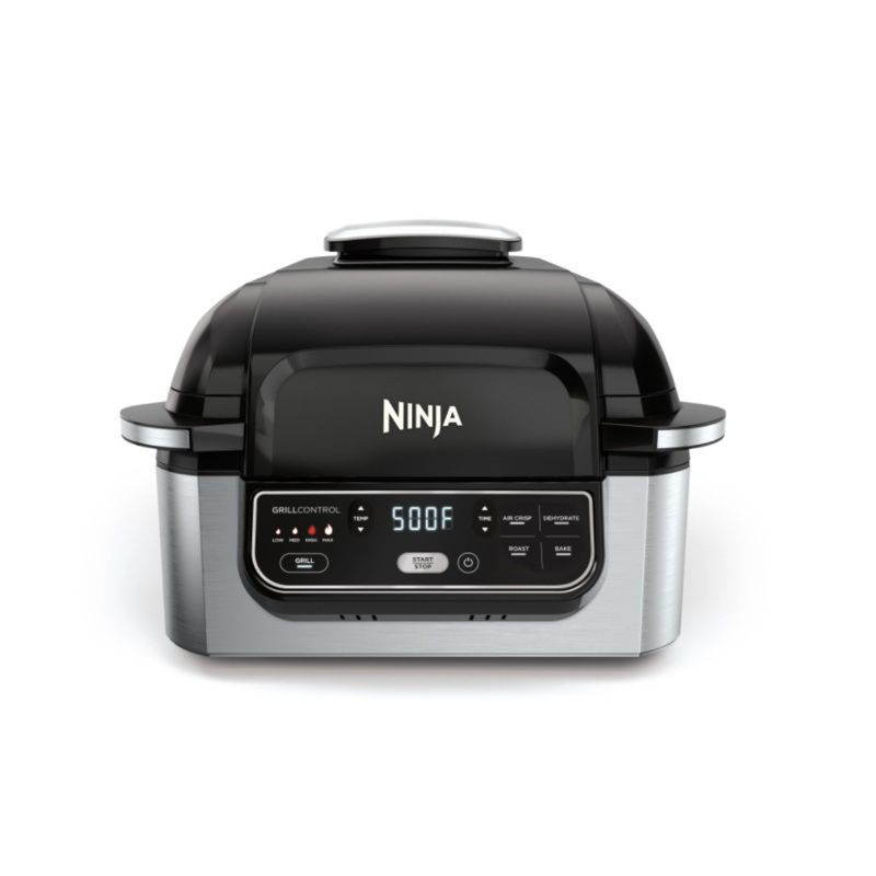 NINJA AG301 Foodi 5-in-1 Indoor Grill with 4 Qt. Air Fryer, Roast, Bake, Dehydrate and Cyclonic Grilling