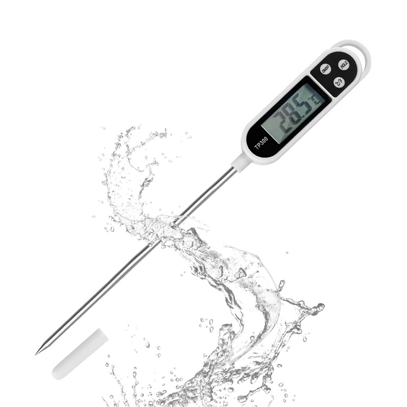 Nutabevr Digital kitchen thermometer (battery included) kitchen thermometer LCD with a long probe instant read home-made kost thermometer for baking grill baby milk water (-50 C to +300 C)