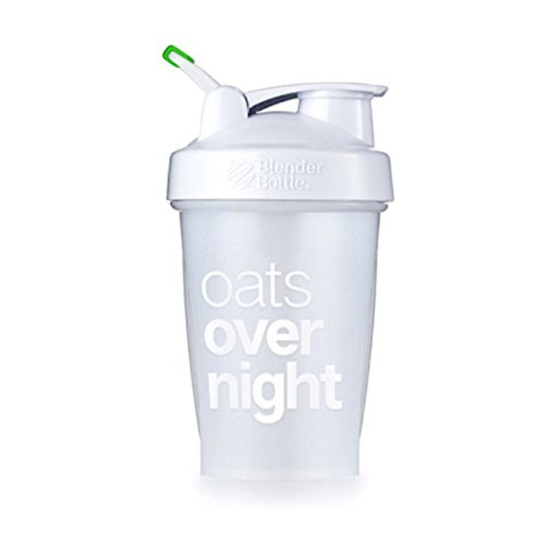 Oats Overnight BlenderBottle – Customized for Overnight Oats – NO Whisk Ball – Milk Fill Line – Clear/White/Green – 20-Ounce Loop Top