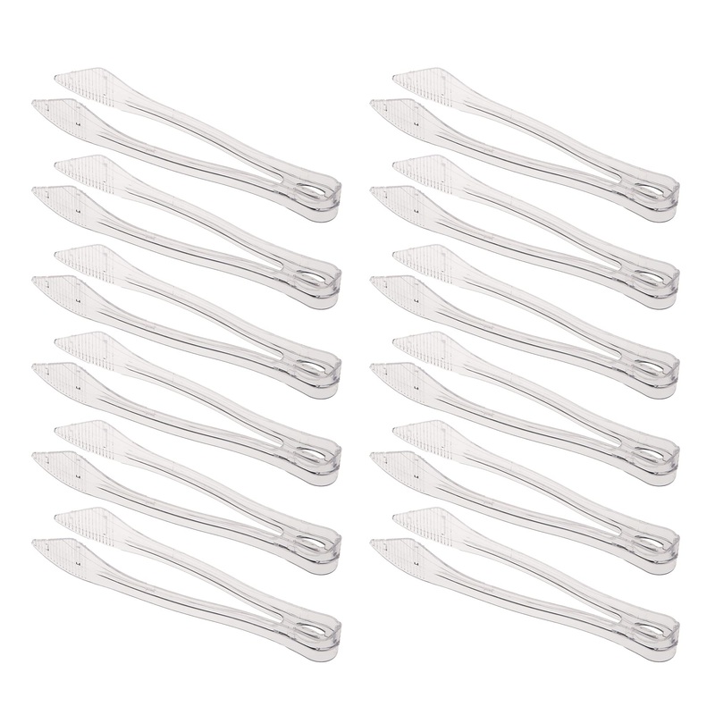 PARTY BARGAINS 8.5 Inches Plastic Serving Tongs – 12 Pack Heavy-Duty & Premium Quality Clear Plastic Tongs, Excellent for BBQ, Salads, Grilling, Buffets, & Kitchen 12 Pack Clear Tong