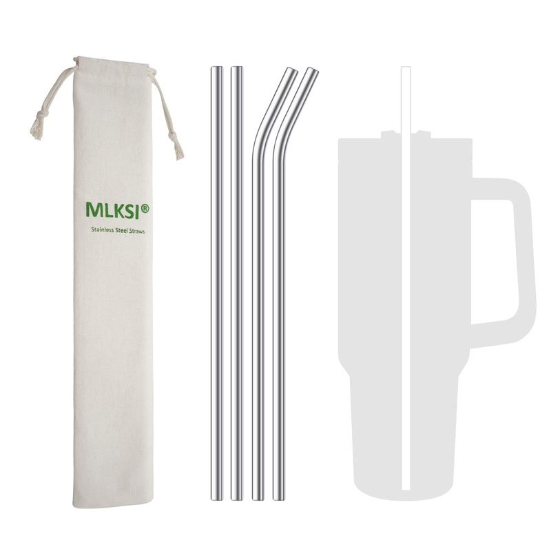 Stainless Steel Straw Replacement 40 oz for Stanley Travel Tumbler 4 Pack Reusable Straws with Cleaning Brush Compatible with Stanley 40oz Stanley Cup Stanley Water Jug