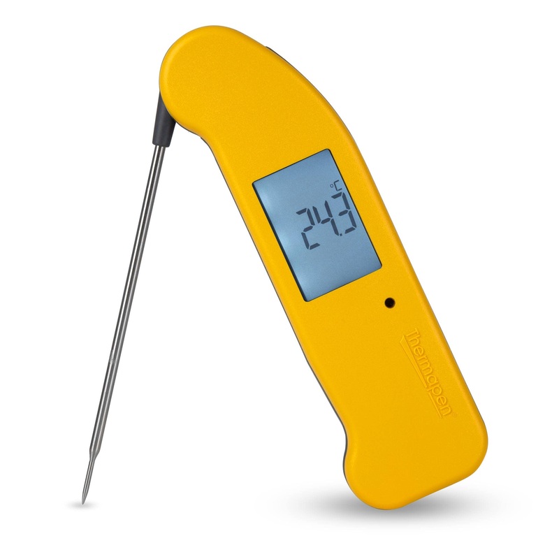 Superfast thermapen one thermometer (yellow) – digital immediately reading of meat thermometers for kitchen cooking of food grilling smokers sweets coffee and oil frying