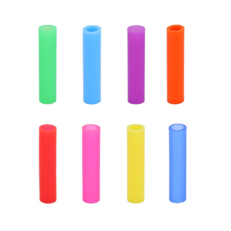 U-K Silicon Tips Cover for Stainless Steel Straws 6 mm 8Pcs Multi- Colors Soft Food Grade Silicone Straws Nozzles Reusable Cover for 1/ 4” Wide Straws Practical & Popular