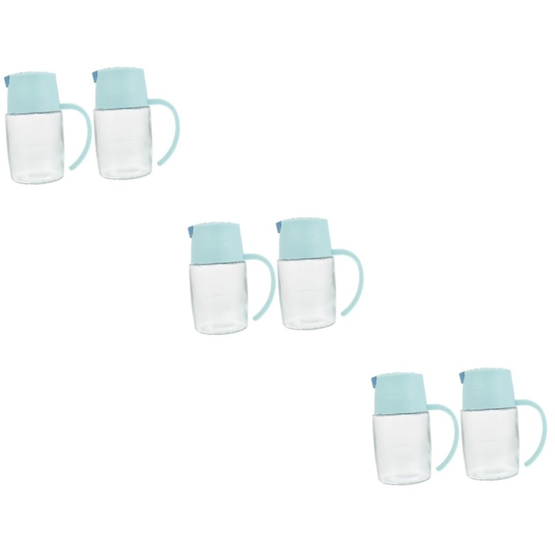 Zerodeko 6 Pcs Condiment Bottles Cooking Oil Dispenser Sugar Jar Oil and Vinegar Jars Condiment Containers Soy Sauce Dispenser Oil Container Vinegar Pot Soy Sauce Bottle Glass Leakproof 13.2X11X7.2CMx3pcs Bluex3pcs