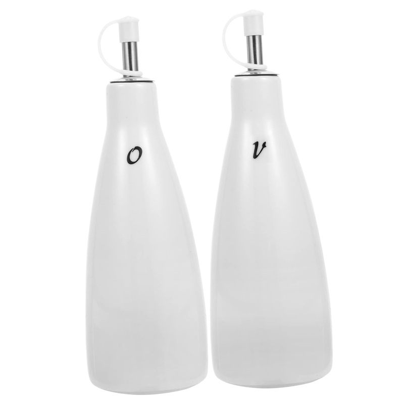 Zerodeko Kitchen Pantry Storage 2pcs Ceramic Oil Vinegar Pot Spice Bottle Pp Simple White Kitchen Storage Pantry