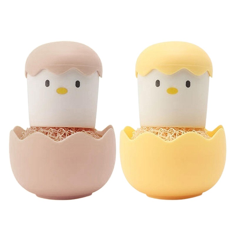 2PCS Eggshell Dish Washing Fiber Ball Cute Egg Shape Kitchen Cleaning Brush Detachable Dish Washing Fiber Ball Wash Pot Brush Multifunctional Cleaning Ball Washing Dish Brush Scrubber