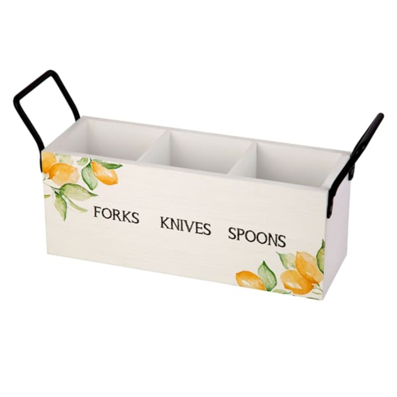 3 Section Lemon Utensil Caddy, 14×4