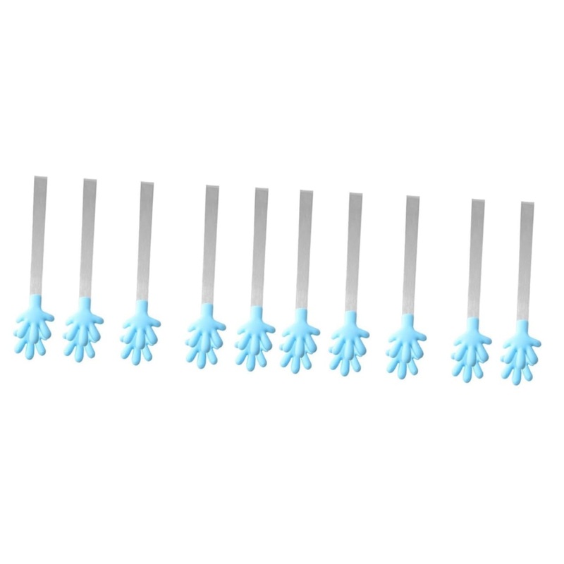 Alipis 10 Pcs Barbeque Small Clamps Mini Ice Salad Tongs Kitchen Tools Stainless Steel Tea Bag Ice Cubes 13.1X2.5CMx2pcs Sky Bluex2pcs
