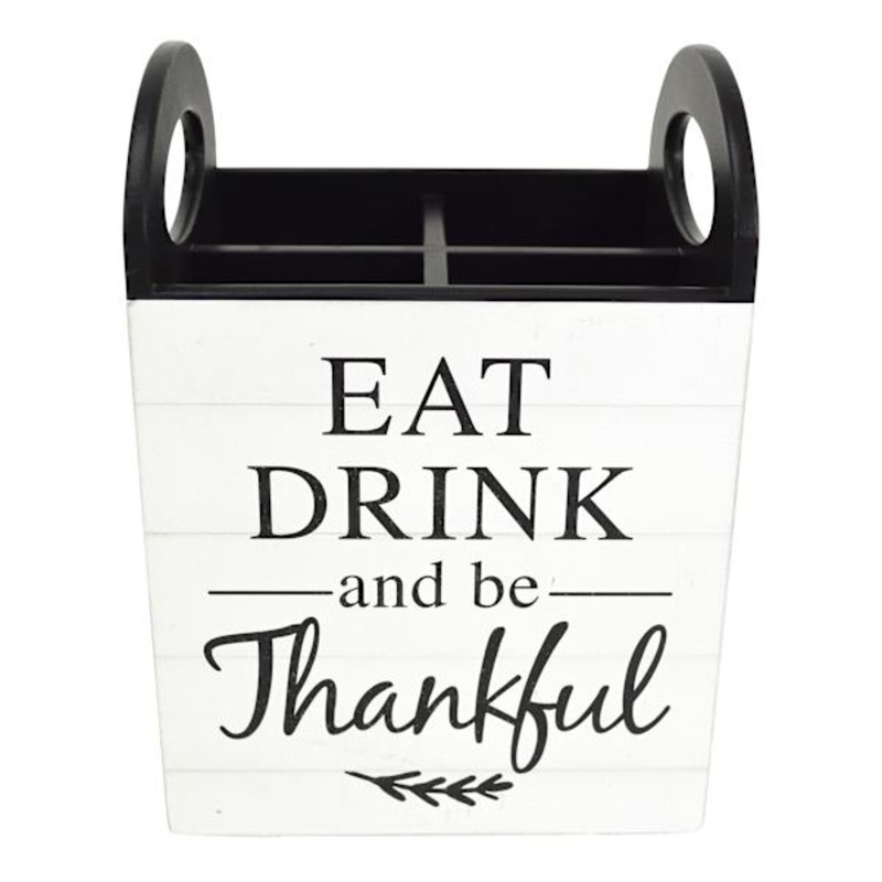 Be Thankful Wooden Flatware Caddy, 6″
