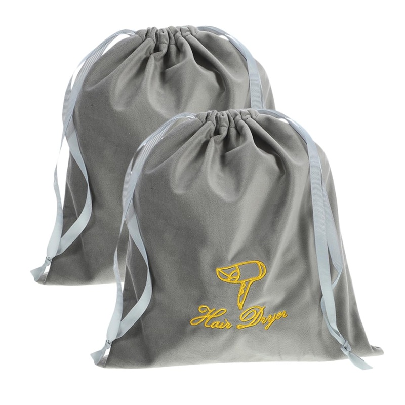 Beatifufu Hair Dryer Bag 2pcs Hair Dryer Storage Bag Travel Hair Dryer Drawstring Storage Bag Carry Bag Classic Blow Dryer Bag 30.00X25.00X0.50CM Grey