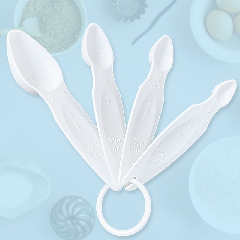Braille measurement spoon for the blind and visually impaired nesting cup with increased pressure and storage ring baking aids for home kitchen cooking 4 pieces