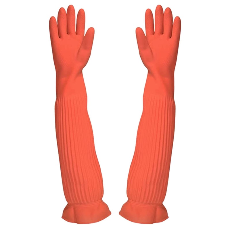Buogint Long Rubber Gloves Kitchen Dishwashing Gloves Reusable Household Gloves Waterproof Cleaning Gloves for Home Painting Garden