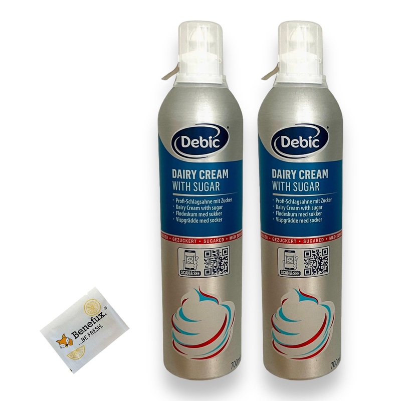 Debic professional whipped cream sweetened bulk pack 2x 700ml + Benefux refreshing towel