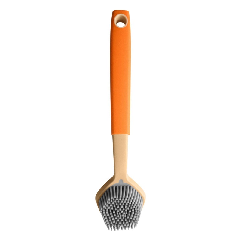 Dish Wash Brush with Handle – Dish Brush Kitchen Scrub Brush – Dish Scrubber Silicone Soft Bristles Scrub Brush Comfortable Grip Brushes for Kitchen Sink Pans Pots Skillet Cleaning Dtt