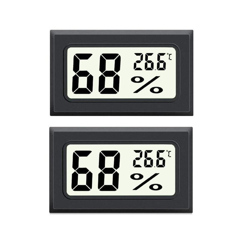 Eachw 2-Pack Hygrometer Gauge Thermometer Indoor/Outdoor Mini Digital Temperature Humidity Meter Tester for Humidifiers Greenhouse Reptile Plans Humidors ( ) (Rectangle-2)
