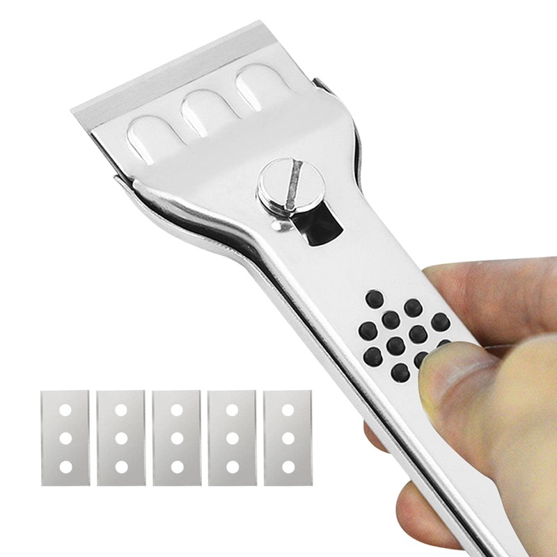 Hob Scraper – Blade Cleaning Scraper for Glass with 5 Replacement Blades | Stainless Steel Blade Scratches for Induction Hobs Glass Ceramic Hob Oven Shayu