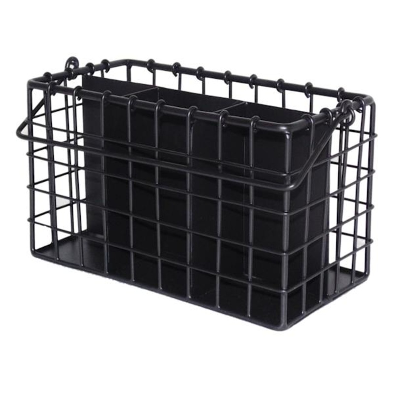Iron Wire Grid Pattern Utensil Caddy