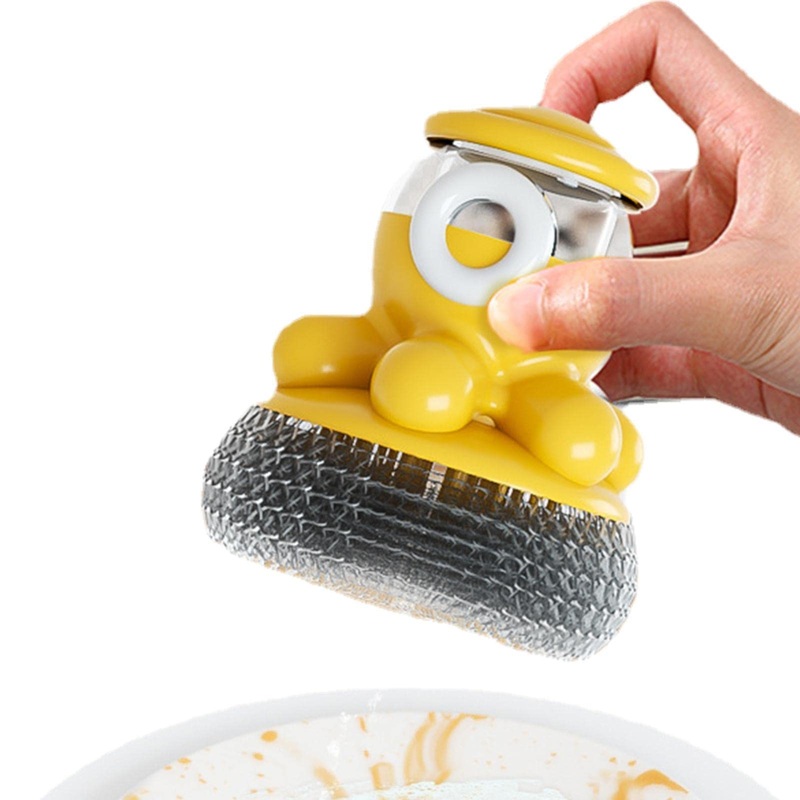 Kitchen Soap Dispensing Palm Brush – Automatically Add Liquid Scrubber for Dish Type Press Dishwashing Kitchen Tool Octopus Shape for Dishes Pots Pans Sink Cleaning Not Hurt Pot Nicything Yellow