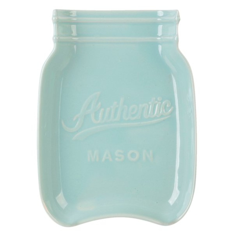 Light Aqua Mason Jar Spoon Rest, 7″
