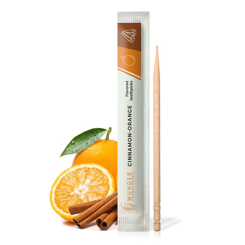 Miracle toothpick with taste – 100x toothpick individually packaged – in 8 refreshing varieties – plastic -free chewing gum – smoking cessation – fresh breath with flavored toothpick – sugar -free cinnamon/orange