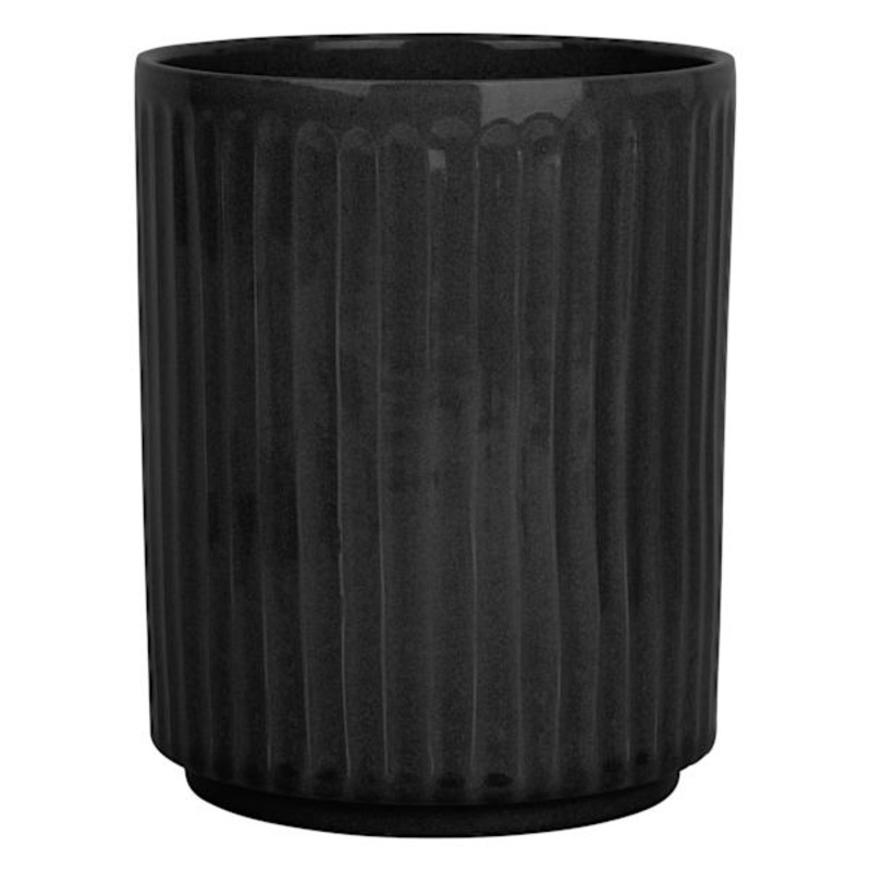 Round Black Striped Utensil Crock, 7.5″