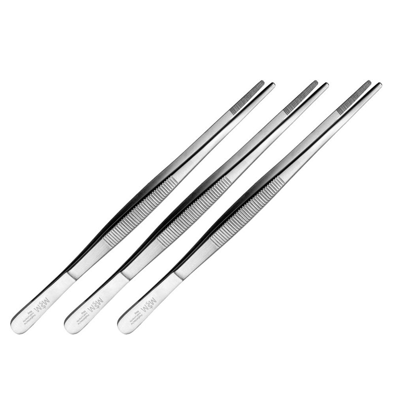 Set of 3 cooking tweezers 20 cm long – kitchen tweezers – grill tweezers – grill tongs – stainless steel