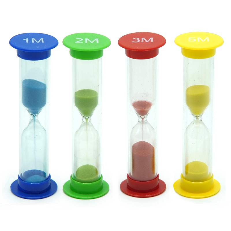 TeacherFav Sandglass for Kids Set of 4 Small Colorful Hourglass Clocks Acrylic Coating 1 Min 2 Min 3 Min 5 Min for Classroom Home and Kids Room Art Deco