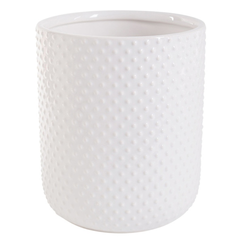 White Dots Embossed Utensil Crock, 7″