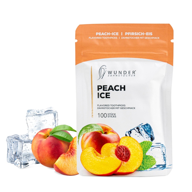 Wonder toothpick refill pack – toothpick with taste – plastic -free chewing gum – helps against bad breath/nail chewing – smoking cessation – fresh breath with flavored toothpick – sugar -free peach/ice – peach/ICE