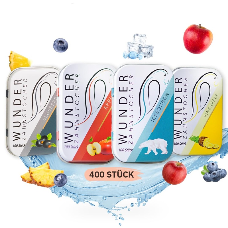 Wondered toothpick – in 4 refreshing varieties ‘start Pack’ – toothpick with taste – plastic -free chewing gum – smoking cessation – Fresh breath with flavored toothpick – vegan (4 -pack)