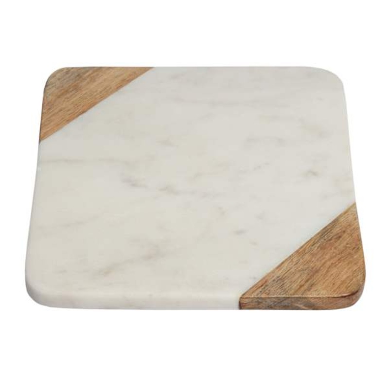 Wood & Marble Trivet, 8″