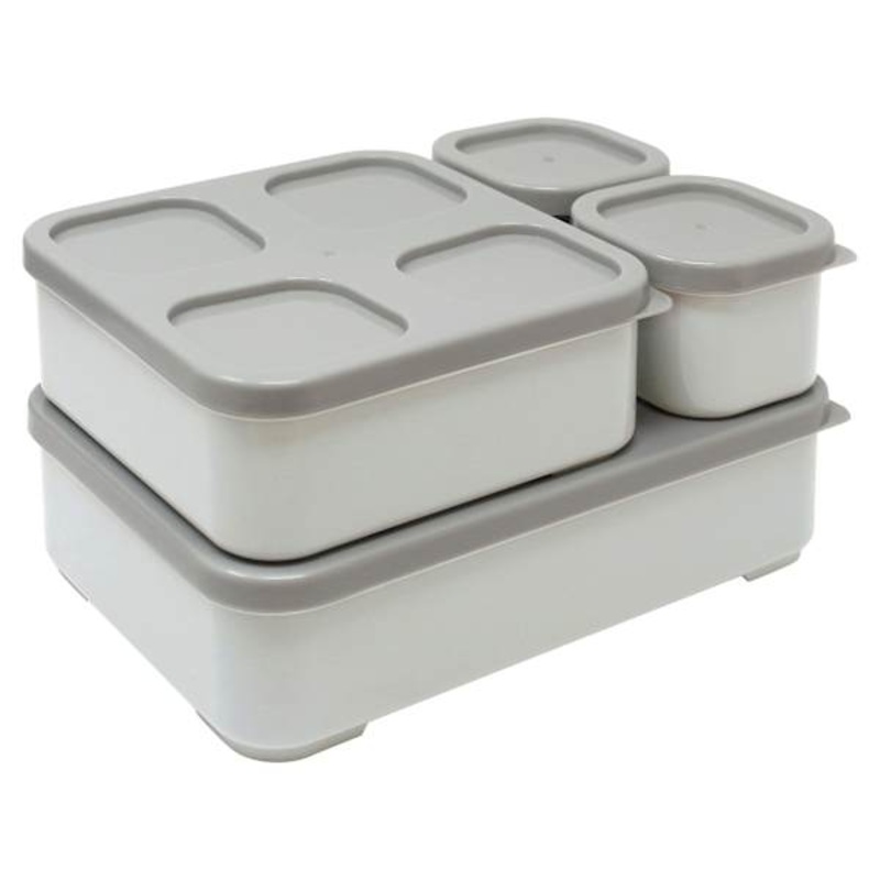 4-Piece Lunch & Snack Box Set, Grey