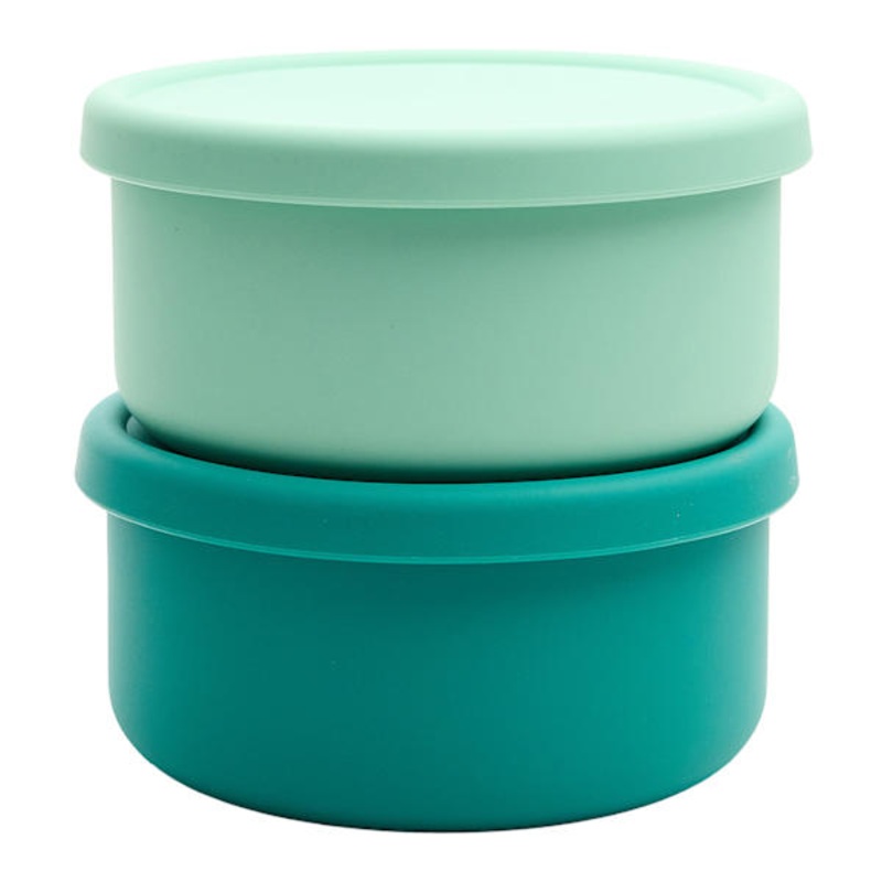 4-Piece Tonal Green Silicone Round Storage Set