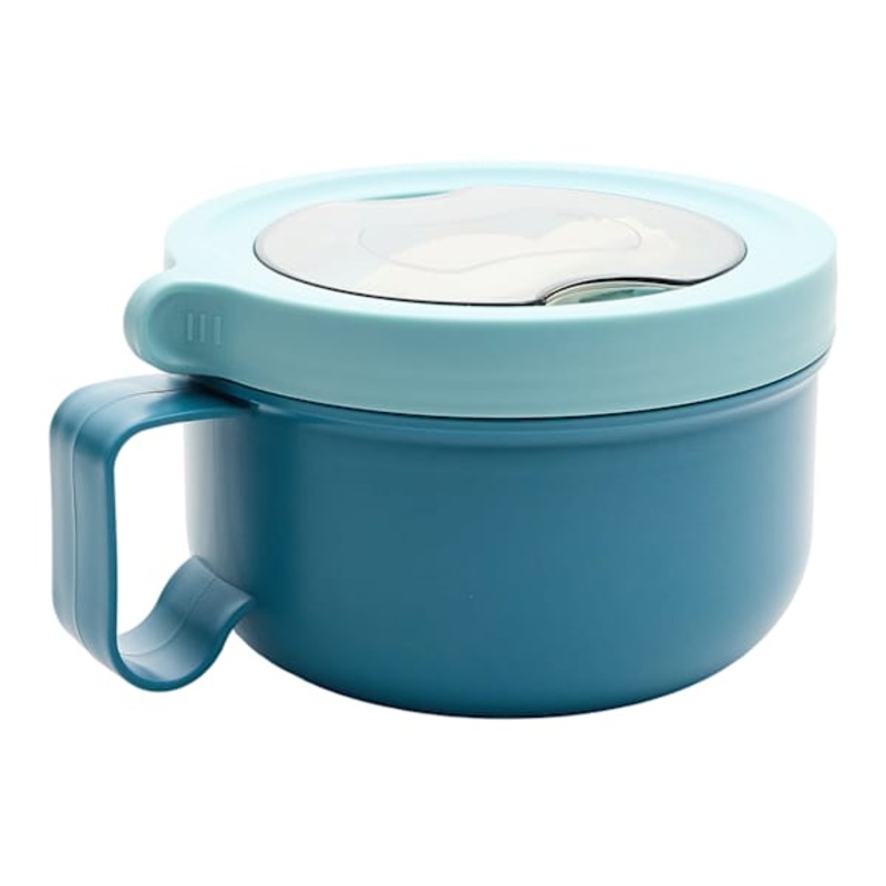 Blue Stainless Steel Lunch Bowl with Utensils, 30oz