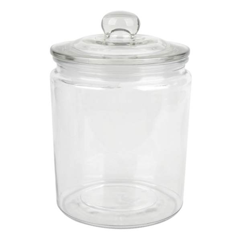 Clear Glass Canister with Round Knob Glass Lid, 28oz