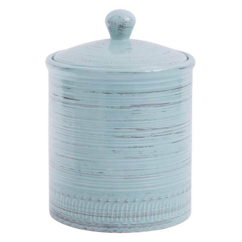 Distressed Aqua Canister, 7.3″