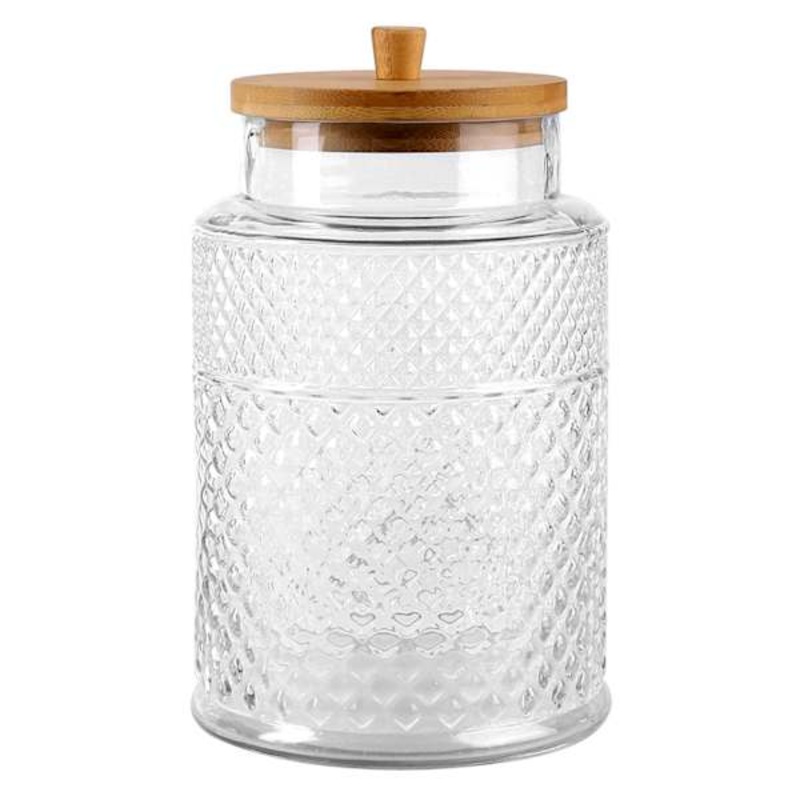 Glass Jar with Wooden Lid, 10.5″
