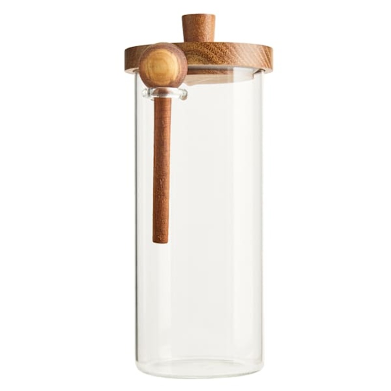 Large Glass Canister with Acacia Lid & 1tsp Spoon, 33oz