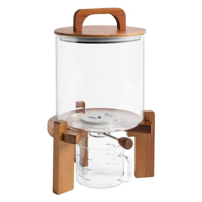 Multi-Purpose Dispenser with Acacia Wood Stand & Measuring Cup