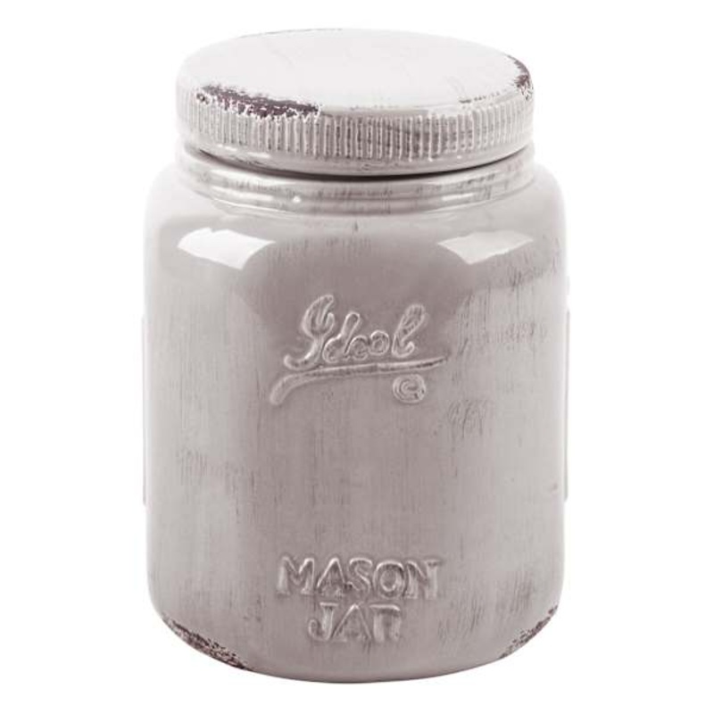 Warm Grey Mason Jar Canister, 8″