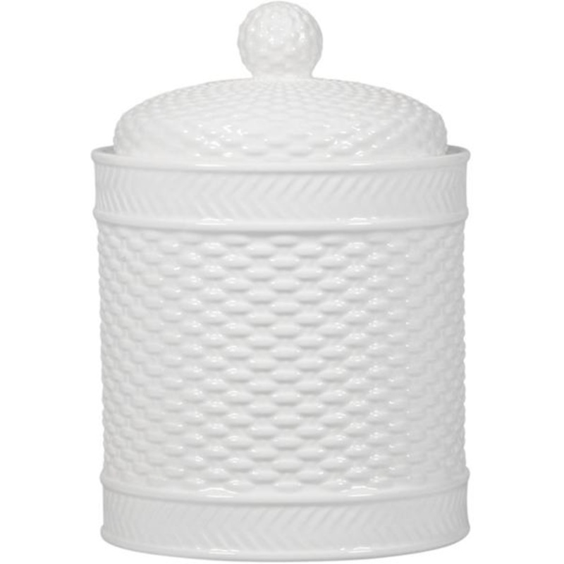 White Basket Weave Canister, 28oz