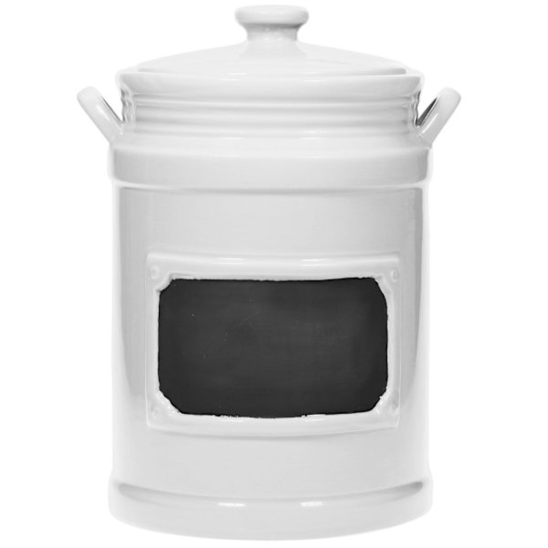 White Chalkboard Canister with Lid, Large