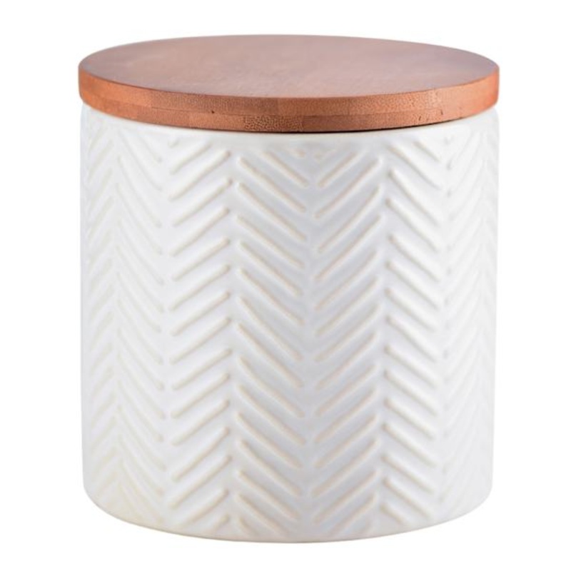 White Chevron Embossed Canister, 5″