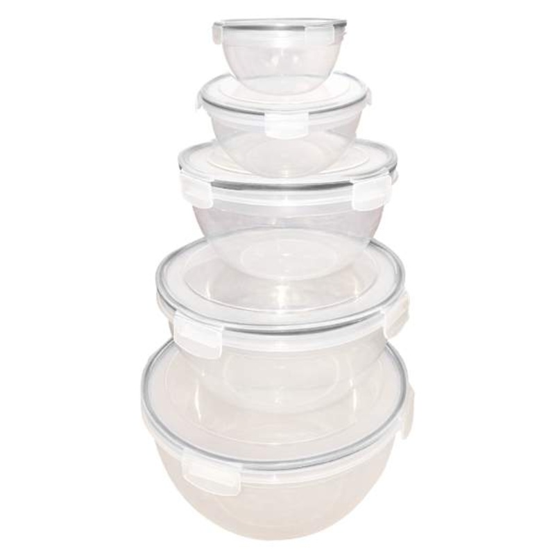 10-Piece Round Food Storage Container Set, Grey