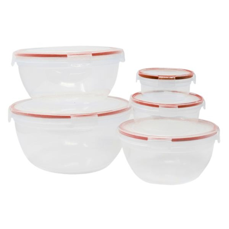 10-Piece Round Food Storage Container Set, Red